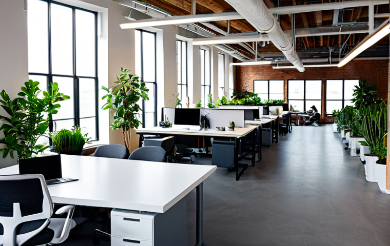 코워킹 스페이스의 활용 사례 연구 - **Prompt:** A bright and modern coworking space filled with diverse professionals working on laptops...