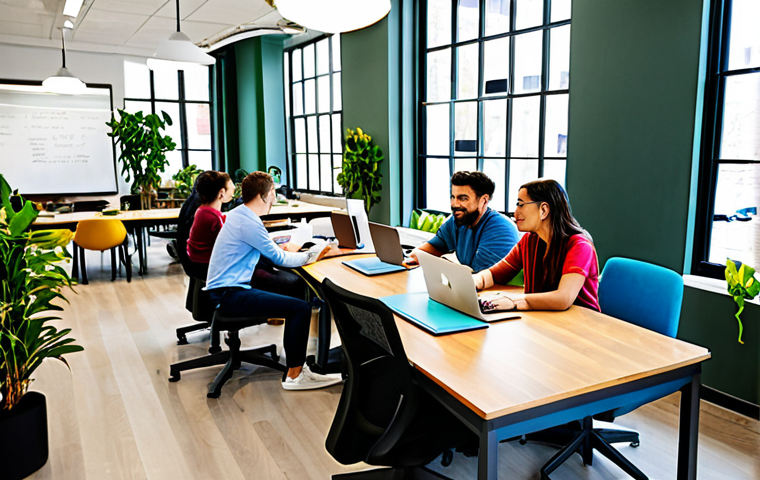 코워킹 스페이스와 원격근무의 융합 - Collaborative Coworking Space**

"A bright and airy coworking space bustling with activity. Professi...