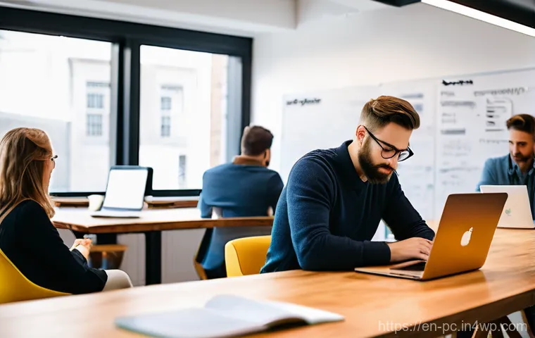 프리랜서를 위한 최적의 코워킹 환경 구축 - **A Serene & Productive Home Office Sanctuary:** A modern, minimalist home office bathed in warm, na...