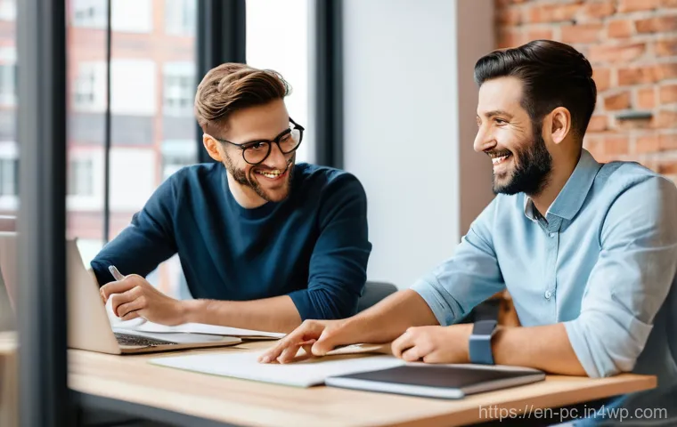 코워킹 스페이스의 네트워크 효과 활용법 - A dynamic and inviting coworking space bathed in warm, natural light. Diverse professionals, casuall...