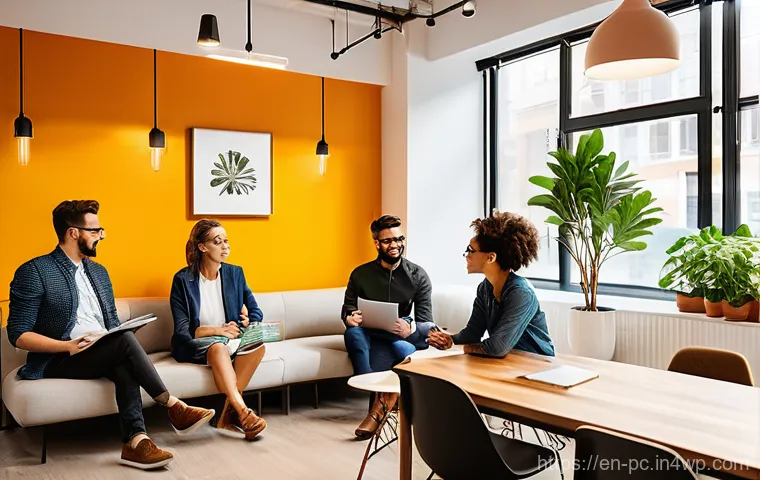 코워킹 스페이스의 미래 전망 - **Prompt 1: A Vibrant, Community-Driven Coworking Hub**
    "A bustling, modern coworking space bath...