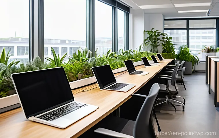 2023년 코워킹 스페이스의 혁신적 기술 도입 - **Prompt 1: Personalized Productivity Hub**
    "A bright, contemporary co-working desk setup in a s...