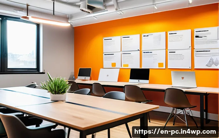 코워킹 스페이스 내 개인 브랜드 구축 방법 - A modern coworking space interior featuring diverse professionals engaged in authentic conversations...