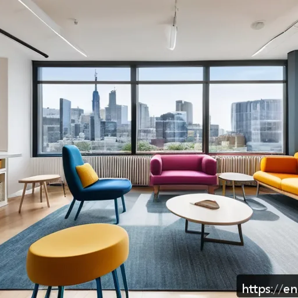 코워킹 스페이스에서의 협업 방안 - A modern coworking space featuring distinct zones designed for different collaboration styles: a qui...